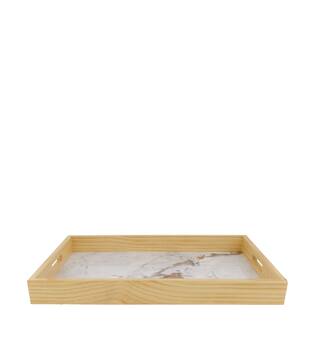 Tray with marble print pine wood 58x38x6cm FSC 100% - Natural