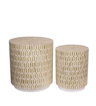 Side table round bamboo  mdf 47x47x50cm  FSC 100% - Cream