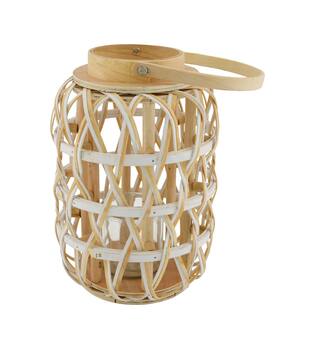 Lantern poplar chip wood with glass 18x18x27cm FSC 100% - Natural