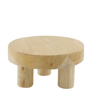 Tray round teak wood on feet 18x18x9cm FSC 100% - Natural