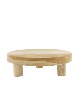 Tray round teak wood on feet 28x28x9cm FSC 100% - Natural