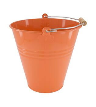 Bucket metal with beech wood 29x29x29cm FSC 100%