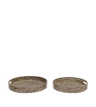 Tray round capiz  mdf 37.5x37.5x5.5cm S2 FSC 100% - Brown