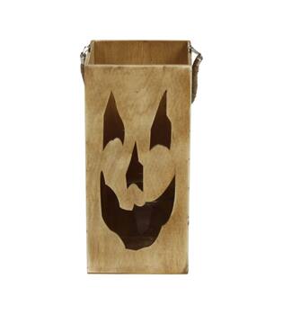Lantern poplar wood with glass 18x18x38cm FSC 100% - Natural