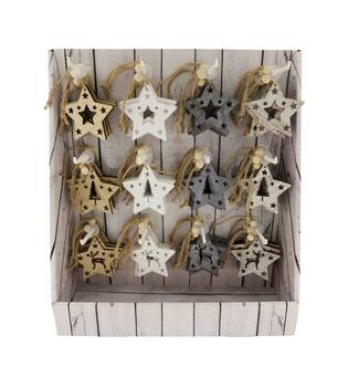 Hanger star poplar wood 10x0.5x10cm  FSC 100% - Multi