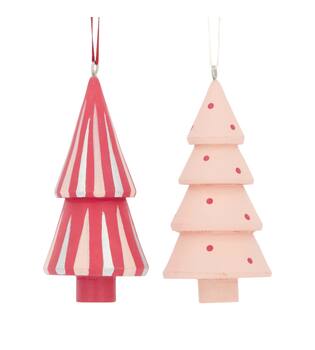 Hanger tree pine wood 5x5x10cm  FSC 100% - Pink