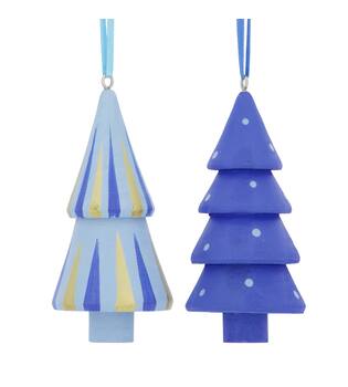 Hanger tree pine wood 5x5x10cm  FSC 100% - Blue
