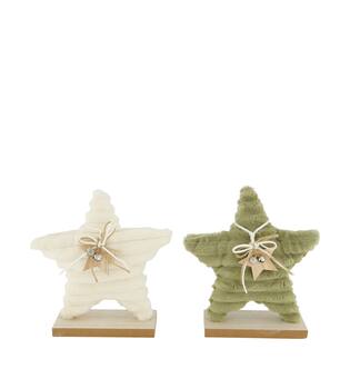 Statue star plywood with fabric 17x6x18.5cm  FSC 100% - Multi