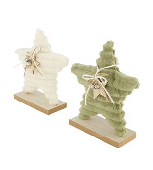 Statue star plywood with fabric 17x6x18.5cm  FSC 100% - Multi