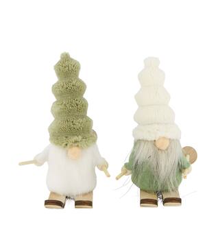 Figurine gnome on ski plywood with fabric 15x4x13cm C/2 FSC 100%