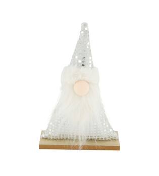 Figurine gnome mdf with fabric 14x5x22cm FSC 100% - Silver