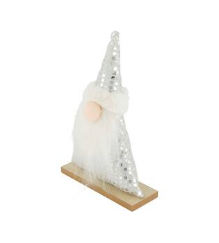 Figurine gnome mdf with fabric 14x5x22cm FSC 100% - Silver
