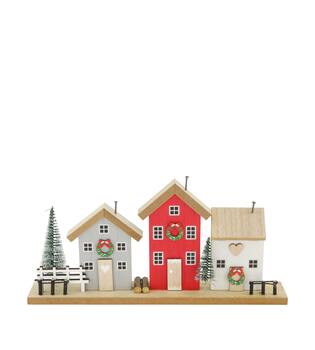 Figurine house mdf 30x5x14cm FSC 100% - Red