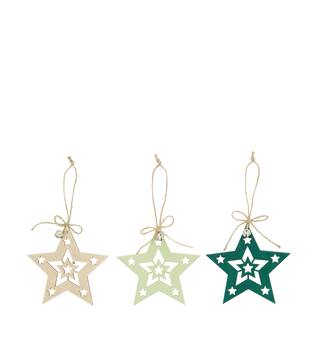 Hanger star tree plywood 11x0.3x13cm  FSC 100% - Green