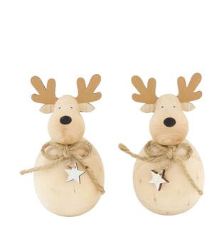 Figurine reindeer pine wood 5.8x5.8x12cm FSC 100% - Natural