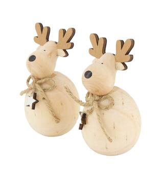 Figurine reindeer pine wood 5.8x5.8x12cm FSC 100% - Natural