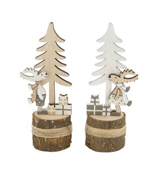Figurine tree with reindeer plywood 6.3x5x15.5cm C/2 FSC 100%