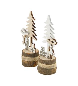 Figurine tree with reindeer plywood 6.3x5x15.5cm C/2 FSC 100%