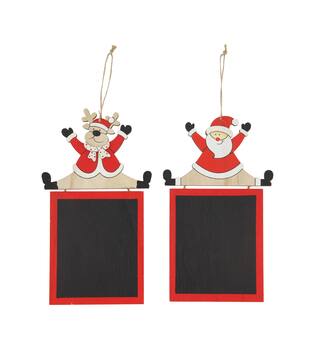 Blackboard rectangular reindeer / santa plywood with hanger 15x0.7x25.4cm A/2 FSC 100%