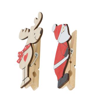 Figurine reindeer santa plywood 4.5x1.5x9cm 6pc A/2 FSC 100%