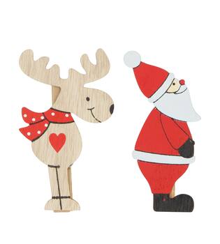 Figurine reindeer santa plywood 4.5x1.5x9cm 6pc A/2 FSC 100%