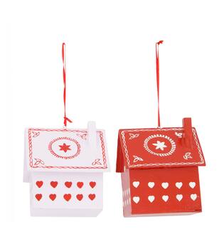 Hanger house paper mache 15x10x13cm FSC Recycled 100% - Red