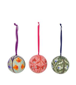 Bauble paper mache with hanger 7x7x7cm  FSC Recycled 100% - Multi