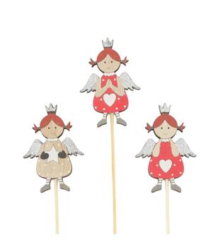 Figurine angel plywood on stick 5x0.4x48cm 3pc FSC 100%