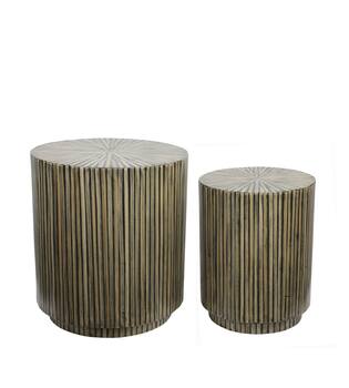 Table round bamboo  mdf 47x47x52cm FSC 100% - Brown