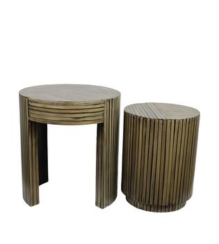 Table round bamboo / mdf 47x47x52cm S/2 FSC 100%