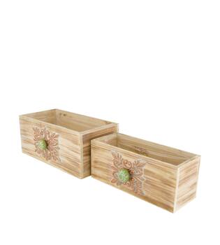 Planter plywood with plastic 28x16.5x12cm S2 FSC 100% - Natural