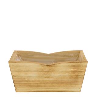 Planter rectangular pine wood with plastic 28x18x14cm S/3 FSC 100%