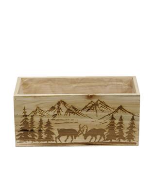 Planter rectangular mountain pine wood with plastic 28x14x14cm S3 FSC 100% - Natural