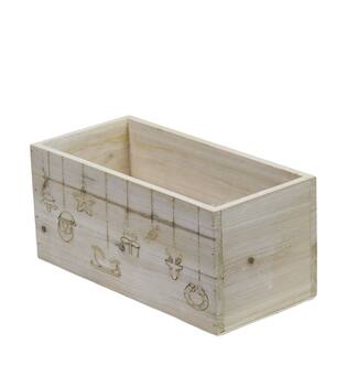 Planter rectangular Christmas pine wood with plastic 28x14x14cm S/3 FSC 100%