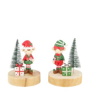 Figurine santas helper plywood 8x8x10cm FSC 100% - Multi