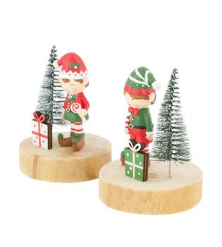 Figurine santas helper plywood 8x8x10cm FSC 100% - Multi
