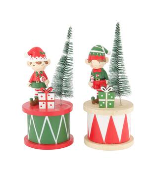 Figurine santas helper plywood 6.5x6.5x16cm  FSC 100% - Multi