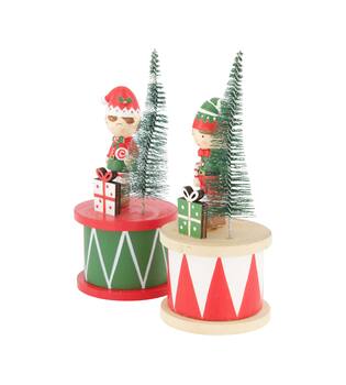 Figurine santas helper plywood 6.5x6.5x16cm  FSC 100% - Multi
