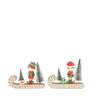 Figurine santas helper on sleigh mdf 16x13.5x4cm A/2 FSC 100%