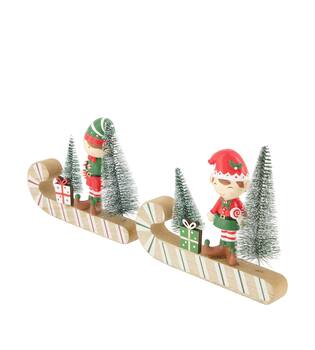 Figurine santas helper on sleigh mdf 16x13.5x4cm A/2 FSC 100%