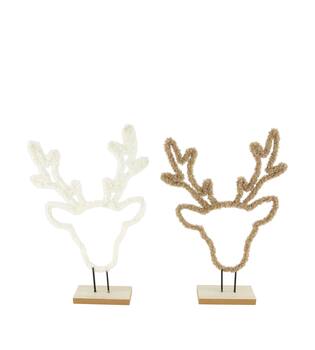 Figurine reindeer teddy mdf on stand 21x5x33cm FSC 100% - Natural