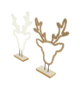 Figurine reindeer teddy mdf on stand 21x5x33cm FSC 100% - Natural