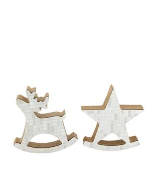 Figurine star reindeer mdf 7.8x2.2x8.3cm  FSC 100% - Silver