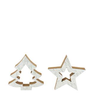 Figurine star tree mdf 12x2.2x12cm  FSC 100% - Silver