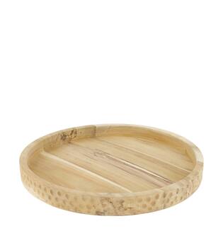 Tray round teak wood 38x38x4cm FSC Recycled 100% - Natural
