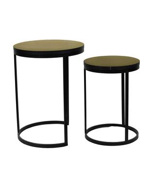 Table round metal  mdf 38x38x52cm FSC 100% - Black