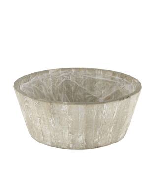 Planter round pine wood with plastic 29x29x11cm FSC 100% - Grey