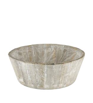 Planter round pine wood with plastic 33x33x12cm FSC 100% - Grey