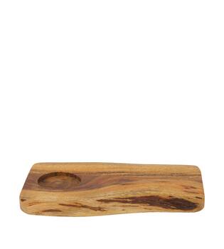 Plate rectangular with coffee cup holder acacia wood 22x11x1.5cm FSC 100%
