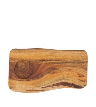 Plate rectangular with coffee cup holder acacia wood 22x11x1.5cm FSC 100% - Natural